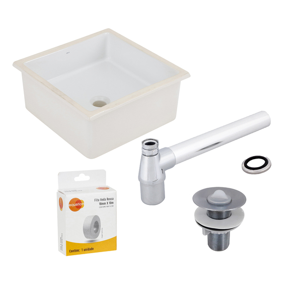 Cuba de Banheiro 41cm L73 Deca com Sifão Válvula e Fita Veda-Rosca