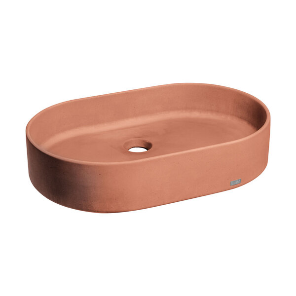 Cuba De Banheiro Concreto Apoio Elipse 55 Cm (lotus Salmão)