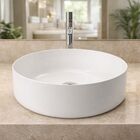 Cuba De Banheiro Lavabo Pia Apoio 35cm Branca Redonda Brilhan