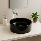Cuba De Banheiro Lavabo Pia Apoio 35cm Preta Redonda Brilhant