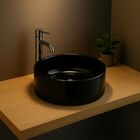 Cuba De Banheiro Lavabo Pia Apoio 35cm Preta Redonda Brilhant