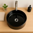 Cuba De Banheiro Lavabo Pia Apoio 35cm Preta Redonda Brilhant