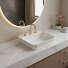 Cuba De Banheiro Louça Sobrepor Quadrada 03 Furos 38 Cm (blen