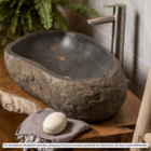 Cuba De Banheiro Pedra Vulcânica Apoio Rústica Até 45 Cm (jaw