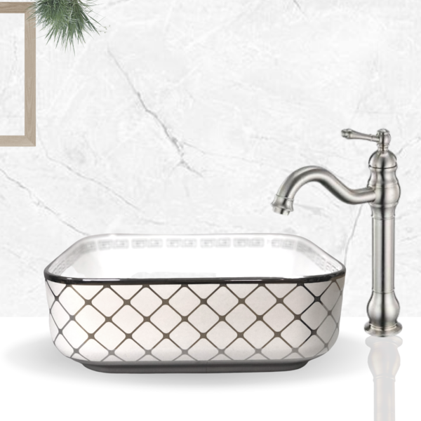 Cuba De Cerâmica Vintage Luxo Trabalhada Em Prata Quadrada