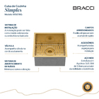 Cuba De Cozinha 43 Cm Dourado Escovado