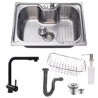 Cuba De Cozinha 50x40cm Inox 304 + Torneira Extensível Preta