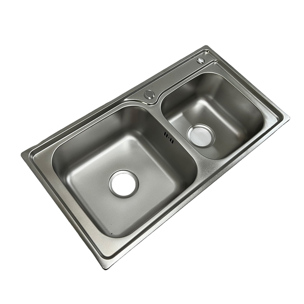 Cuba de Cozinha Dupla 20x43x81cm Aço Inox Escovado Casablanca
