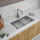 Cuba de Cozinha Dupla de Embutir em Aço Inox Acetinado Retangular 74,5x44x20cm 4.1/2 Ghel Plus