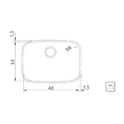 Cuba para Cozinha Simples de Embutir em Aço Inox 304 Brilhante Retangular 48x34x18,4cm 0,6mm 4.1/2" Prime Tramontina