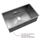 Cuba para Cozinha Simples de Embutir em Aço Inox 304 Escovado Retangular 23x40x70cm 1mm 4.1/2" HandMade Mekal