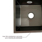 Cuba para Cozinha Simples de Embutir ou Sobrepor em Aço Inox Escovado Preto Quadrada 44x44x20cm 0,7mm Casablanca