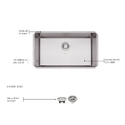 Cuba para Cozinha Simples de Embutir em Aço Inox 304 Fosco Retangular 70x40x20,5cm 1mm 4.1/2" Quadrum  Tramontina