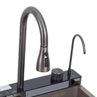 Cuba para Cozinha Gourmet Sobrepor Inox Cinza 201 75x50x20,5cm com Torneira, Lavador de Copos e Dosador de Sabão Kokay