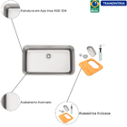 Cuba De Embutir Aço Inox Com Acessórios Dora 70 Bl R6 - Tramo