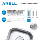 Cuba De Embutir De Aço Inox 1mm Escovado C107 33x37x17,8 Cm