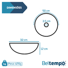 Cuba de Embutir ou Sobrepor 30cm Redonda Branca