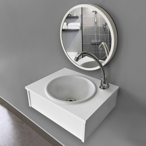 Cuba de Embutir ou Sobrepor 30cm Redonda Branca