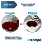 Cuba de Embutir ou Sobrepor 30cm Redonda Vermelha