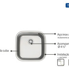 Cuba De Embutir Ou Sobrepor Aria Maxi 40 Bs Em Aço Inox Aceti