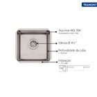 Cuba De Embutir Quadrum Auxiliar 34 U Undermount Tramontina 3