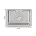 Cuba de Sobrepor ou Embutir Docol Massima 68x48x20 cm em Aço Inox Escovado com Acessórios e Lixeira de Embutir 6L