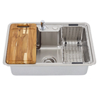 Cuba de Sobrepor ou Embutir Docol Massima 68x48x20 cm em Aço Inox Escovado com Acessórios e Lixeira de Embutir 6L