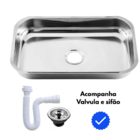 Cuba De Inox Pia De Cozinha Jp 46x30x11 + Válvula + Sifão Pol