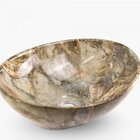 Cuba De Louça Apoio Oval 41 Cm (bari Mármore Ônix Marrom)