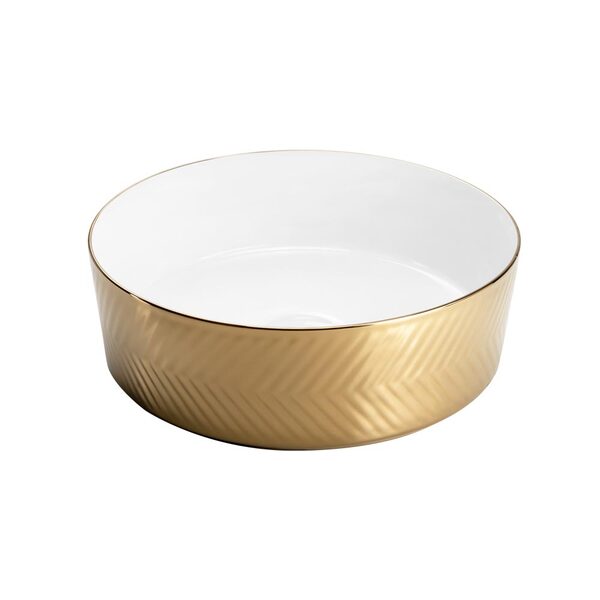 Cuba De Louça Apoio Redonda 36 Cm (Lisboa Branca E Rosé Metál