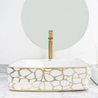 Cuba De Louça Cerâmica Apoio Banheiro Pia Dourada 48x38 Cm