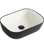 Cuba De Porcelana Para Banheiro - Acabamento Branco E Black M