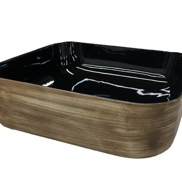 Cuba De Porcelana Para Banheiro - Acabamento Preto Brilho Com