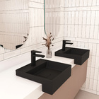 Cuba de Semi Encaixe Cerâmica Quadrada Black Mate com Mesa 12,5x40x40cm Terra Roca