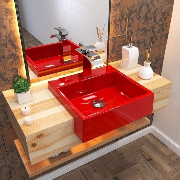 Cuba De Semi Encaixe Para Banheiro Xq395 Quadrada Compace