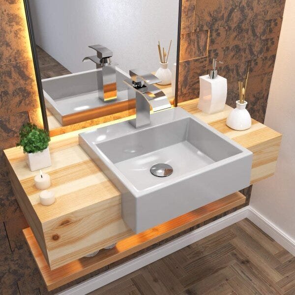 Cuba De Semi Encaixe Para Banheiro Xq395 Quadrada Compace