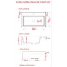 Cuba De Semi Encaixe Para Banheiro Xrt550 Retangular Compace