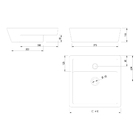 Cuba de Semi Encaixe Cerâmica Preta Quadrada 11x41x41cm Verona Japi