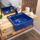 Cuba De Semi Encaixe Quadrada C01 Para Banheiro Xq395 Azul Es