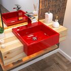 Cuba De Semi Encaixe Quadrada C01 Para Banheiro Xq395 Vermelh