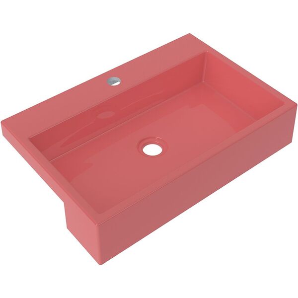 Cuba De Semi Encaixe Retangular C01 Para Banheiro Xrt55 Rosa