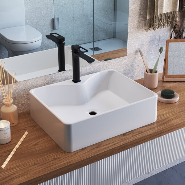 Cuba De Sobrepor Retangular Para Banheiro E Lavabo C002 Placa