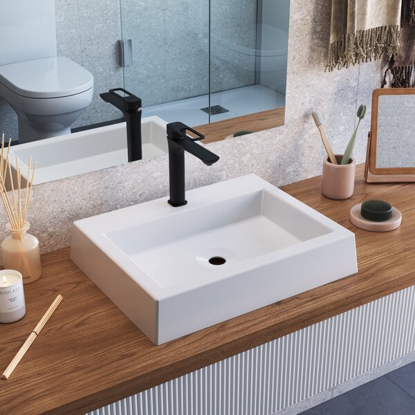 Cuba De Sobrepor Retangular Para Banheiro E Lavabo C005 Placa