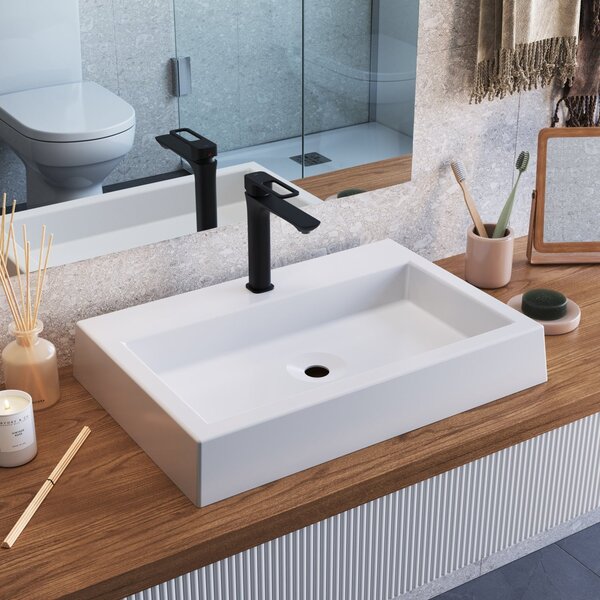 Cuba De Sobrepor Retangular Para Banheiro E Lavabo C008 Placa