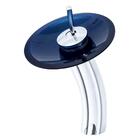 Cuba De Vidro 39cm + Torneira Cascata + Valvula - Kit Azul