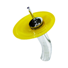 Cuba De Vidro Abaulada 45cm Amarelo + Valvula + Torneira Casc