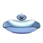 Cuba De Vidro Abaulada 45cm Azul + Valvula + Torneira Cascata