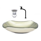 Cuba De Vidro Abaulada 45cm Champanhe + Valvula + Torneira Pr