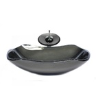 Cuba De Vidro Abaulada 45cm Grafite + Valvula + Torneira Casc