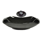 Cuba De Vidro Abaulada 45cm Preto + Valvula + Torneira Cascata